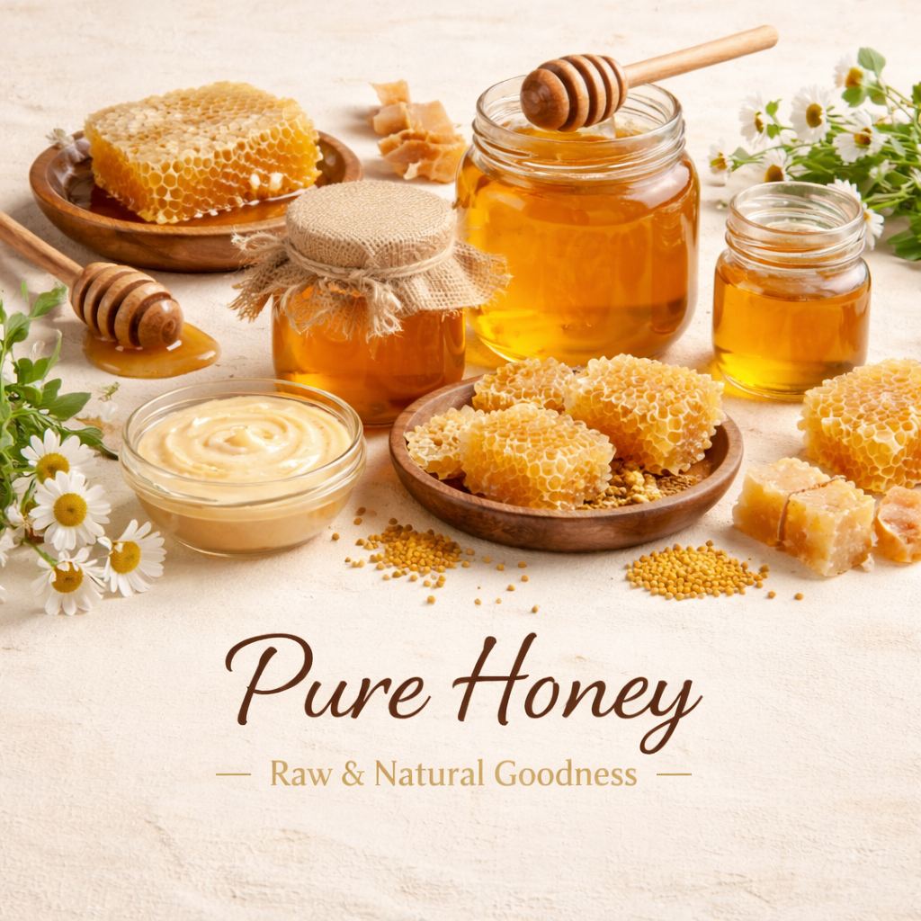 A beekeeper uses a tool to scrape honey and wax off a wooden frame from a beehive. The frame contains a layer of honeycomb filled with honey, partially covered by a thin layer of wax. The background shows wooden surfaces and part of a green container.