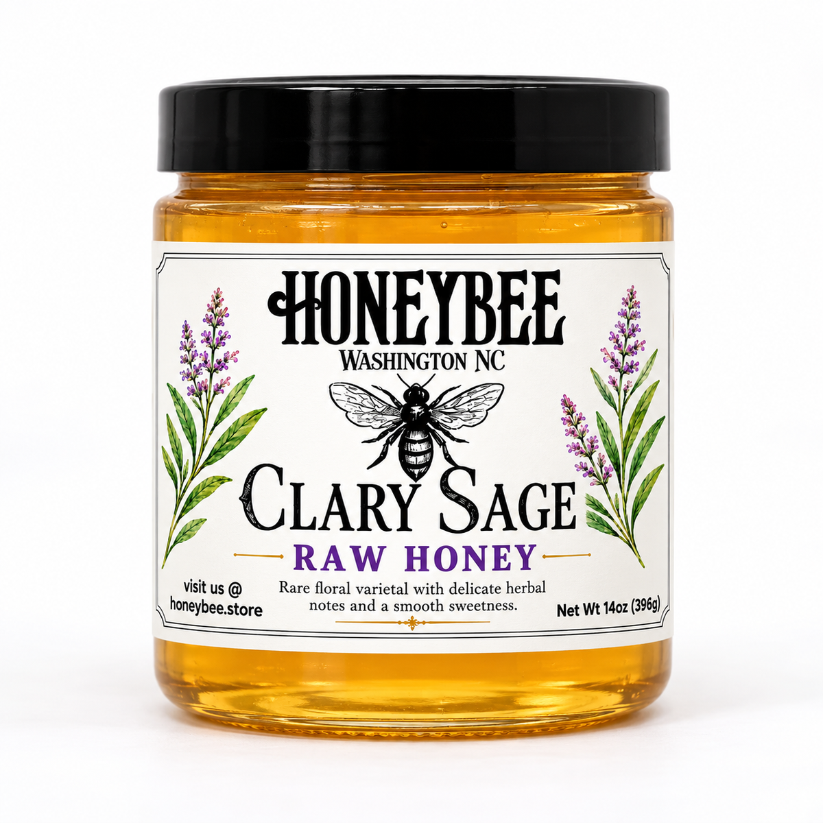 HONEYBEE Clary Sage Raw Honey 14 oz jar